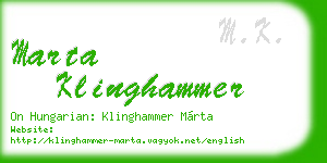 marta klinghammer business card
