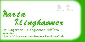 marta klinghammer business card